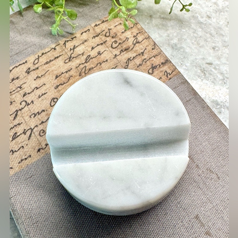 New Natural White Marble Stone Cell Phone Heavy Freestanding Holder Stand - Picture 2 of 7